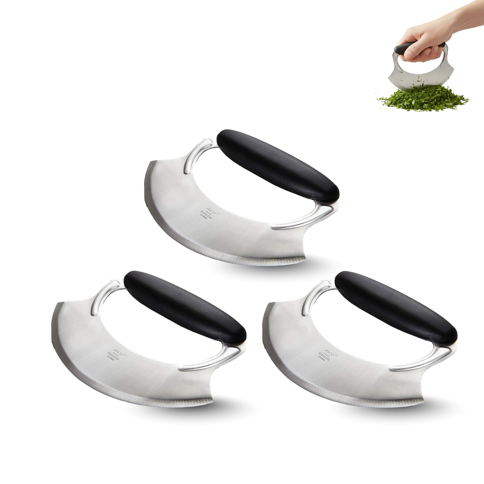 Amazon.com: Amco – Mezzaluna Mezzaluna With Silicone Handle